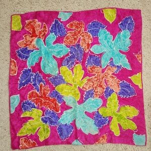 VTG Liz Claiborne Square 30" x 30" Scarf 100% Silk Colorful Floral Made in Japan